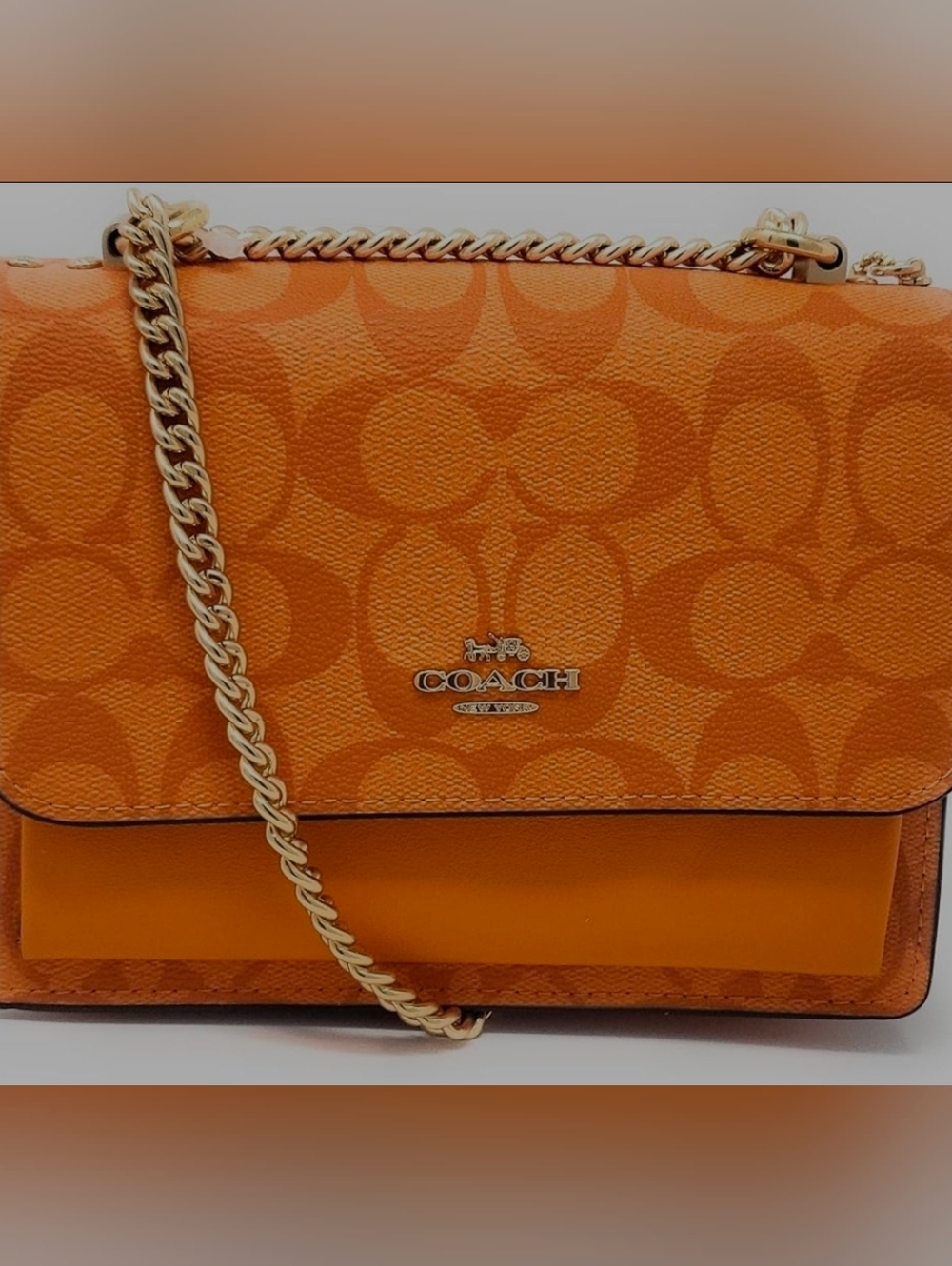 🚫SOLD🚫Coach Orange Signature Chain Crossbody Bag